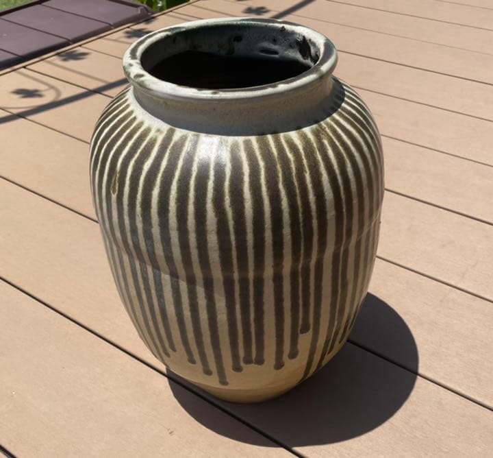 信楽焼 すだれ茶壺 すいか壺 骨董アンティーク