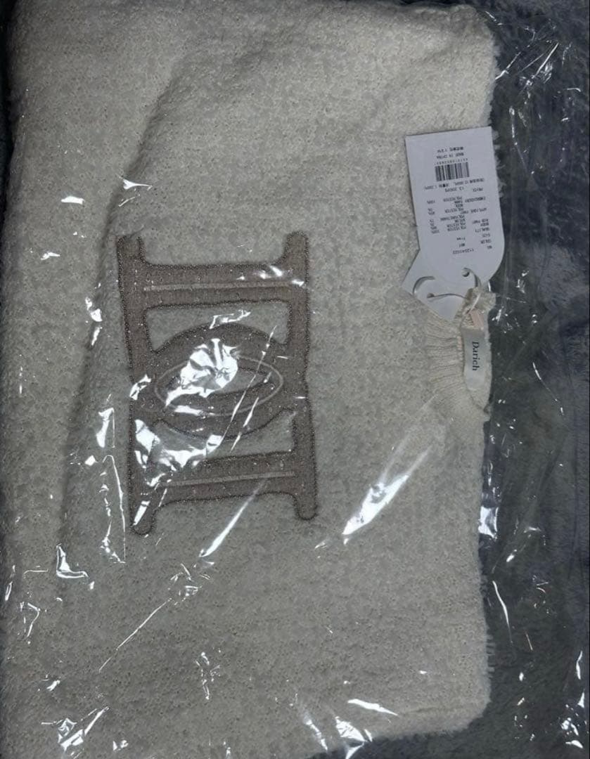 Darich ダーリッチ　DDロゴツイードニットプルオーバー　白 ホワイト