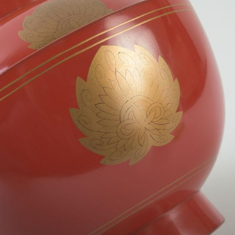 和食器　時代漆器　塗師　長野横笛作　金襴手花蒔絵　吸物椀　五客　共箱　C9788