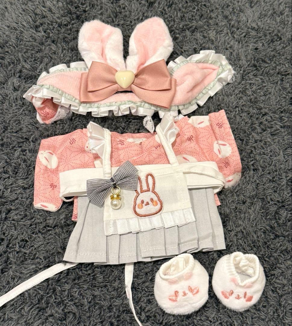 20cm完売レア限定メイド風卯うさぎ和服着せ替えぬいぐるみ服セット♪