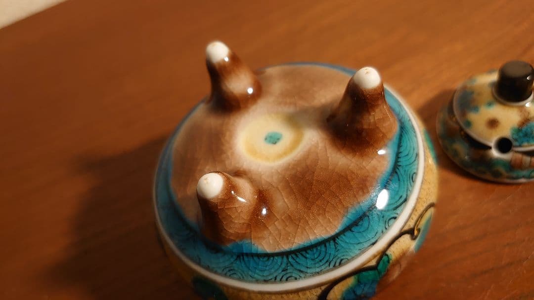 古九谷　九谷焼　吉田屋　香炉　青九谷　青手　蔵出し　１客