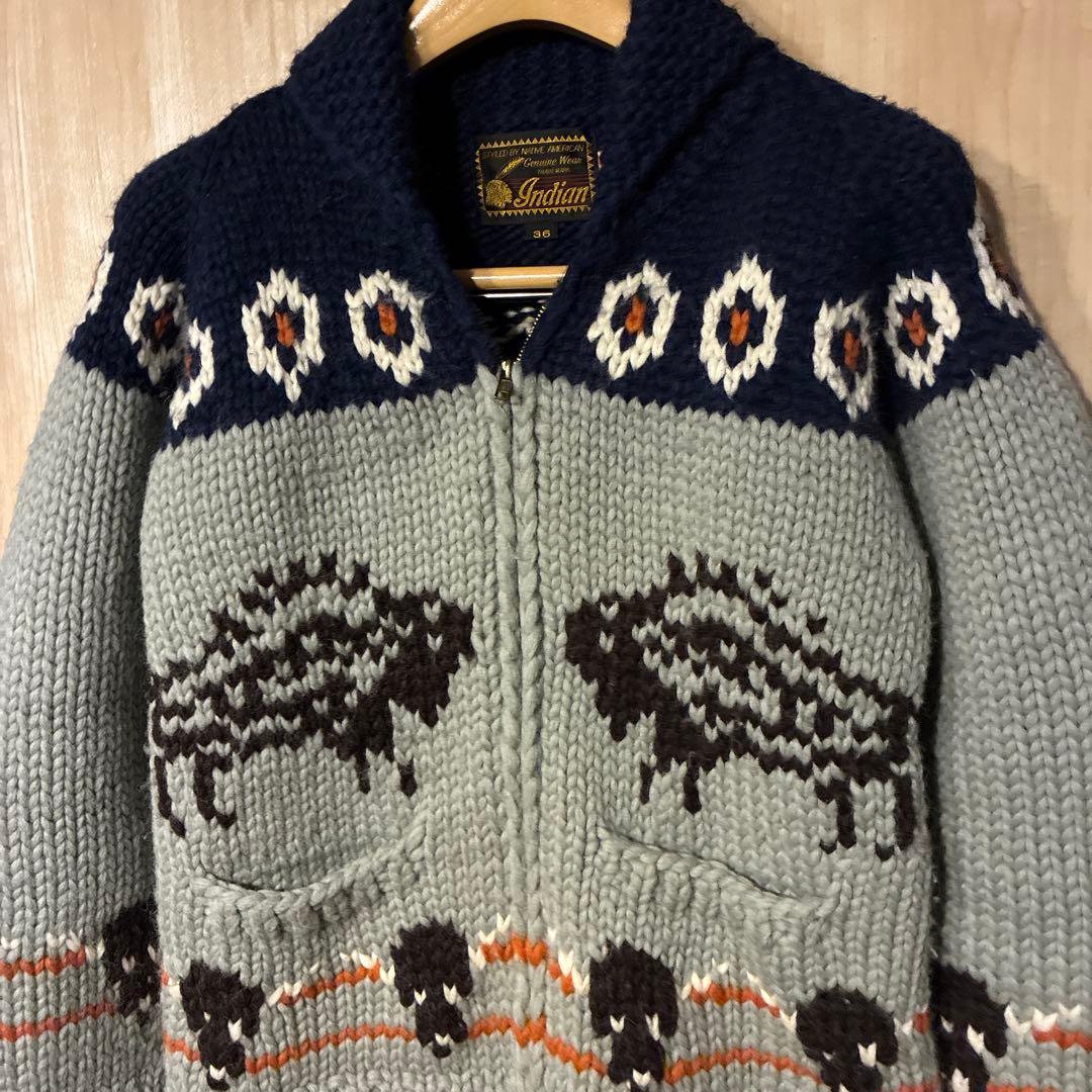 カナダ製 KANATA Indian カウチンセーター SIZE36 肉厚