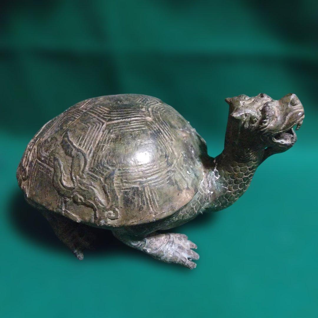 ブロンズ亀の彫刻　霊獣　銅製