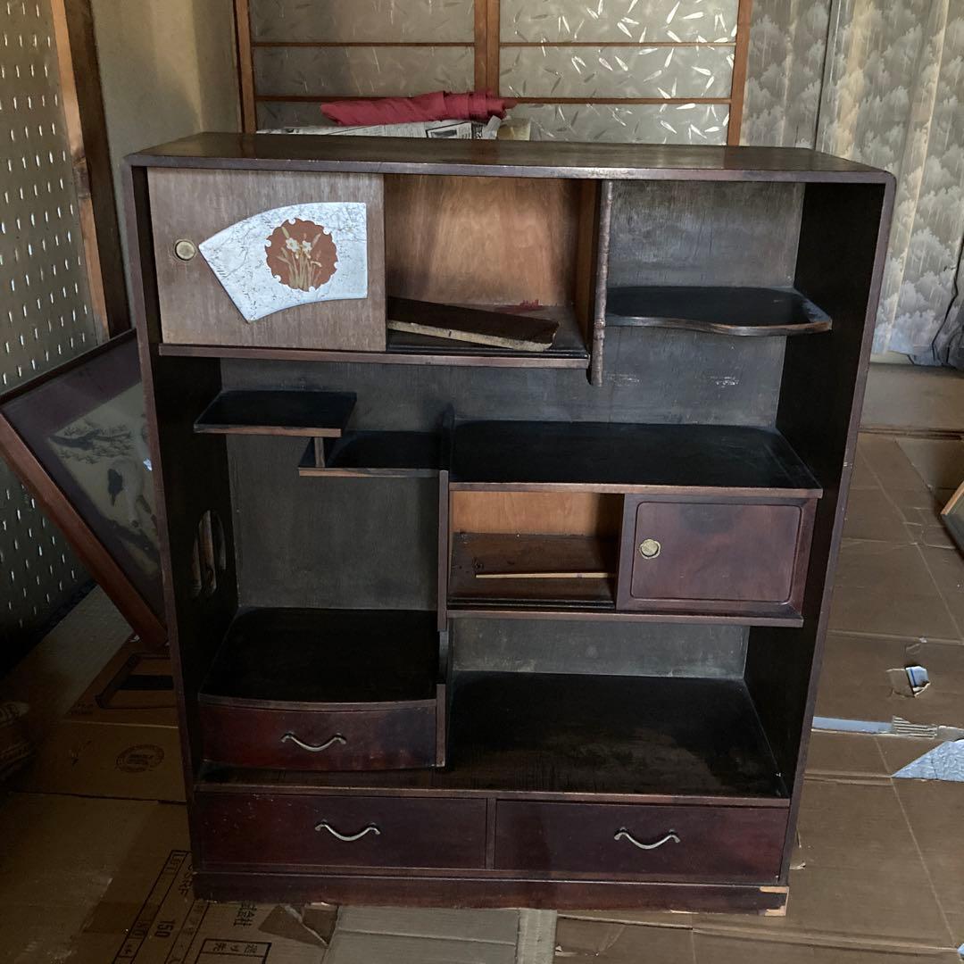 茶箪笥(違い棚付)　昭和初期アンティーク、ビンテージ