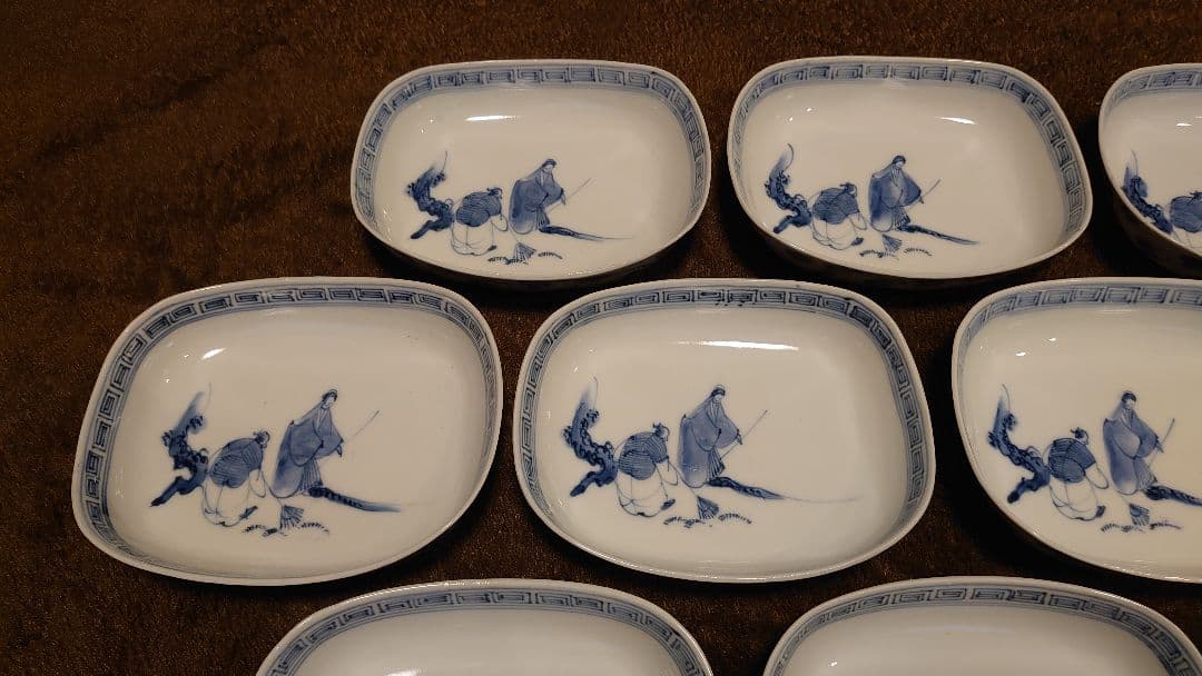 古伊万里　伊万里　染付　江戸期　大名　菓子皿　楕円皿　蔵出し　10客