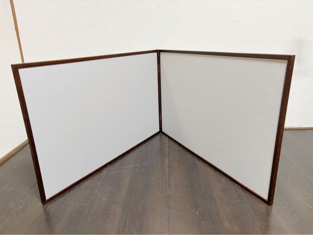 ほぼ未使用 茶道具 女桑 無地 風炉先屏風 両面使い 炉風炉兼用 二つ折り 紙箱