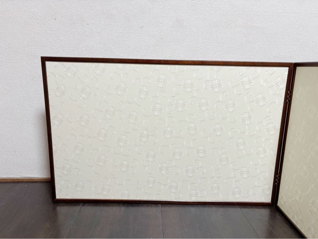 ほぼ未使用 茶道具 女桑 無地 風炉先屏風 両面使い 炉風炉兼用 二つ折り 紙箱