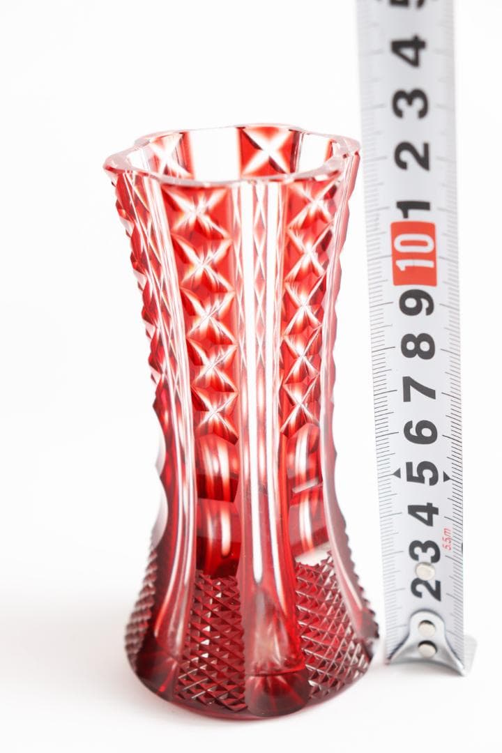 島津薩摩切子 花瓶 色被せガラス 薩摩ガラス 共箱