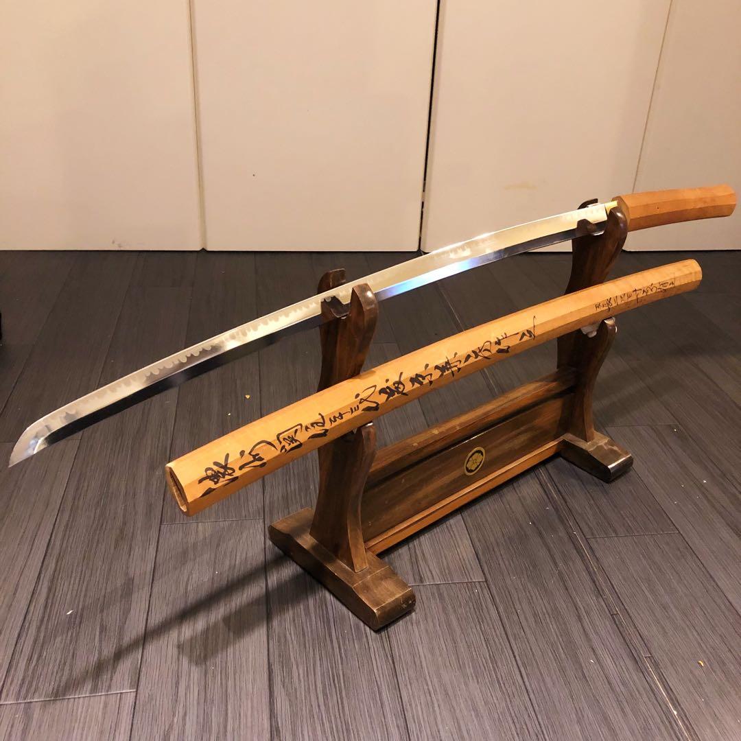 高級模造刀 白鞘 樋入り刀身　濃州関住二十三代藤原兼房作之 刃長二尺三寸五分有之