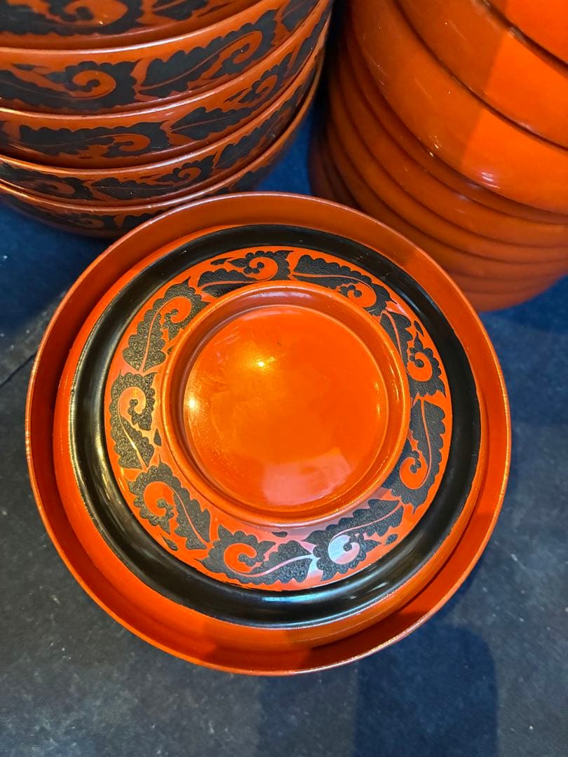 漆器　朱塗　吸物椀　煮物椀　10客　傷無し　木製　大ぶり