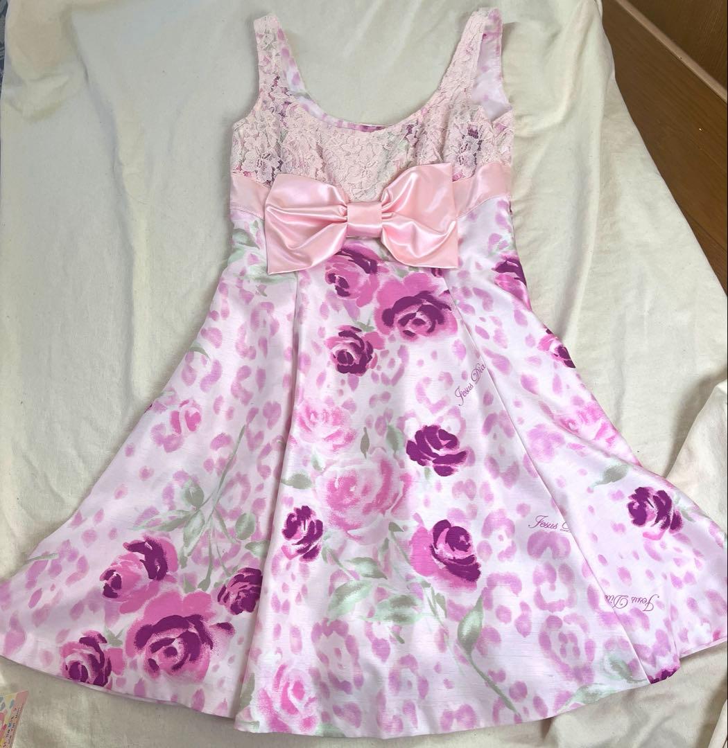 ジーザスディアマンテ サイズ40 ぼかしバラ柄小悪魔ワンピ