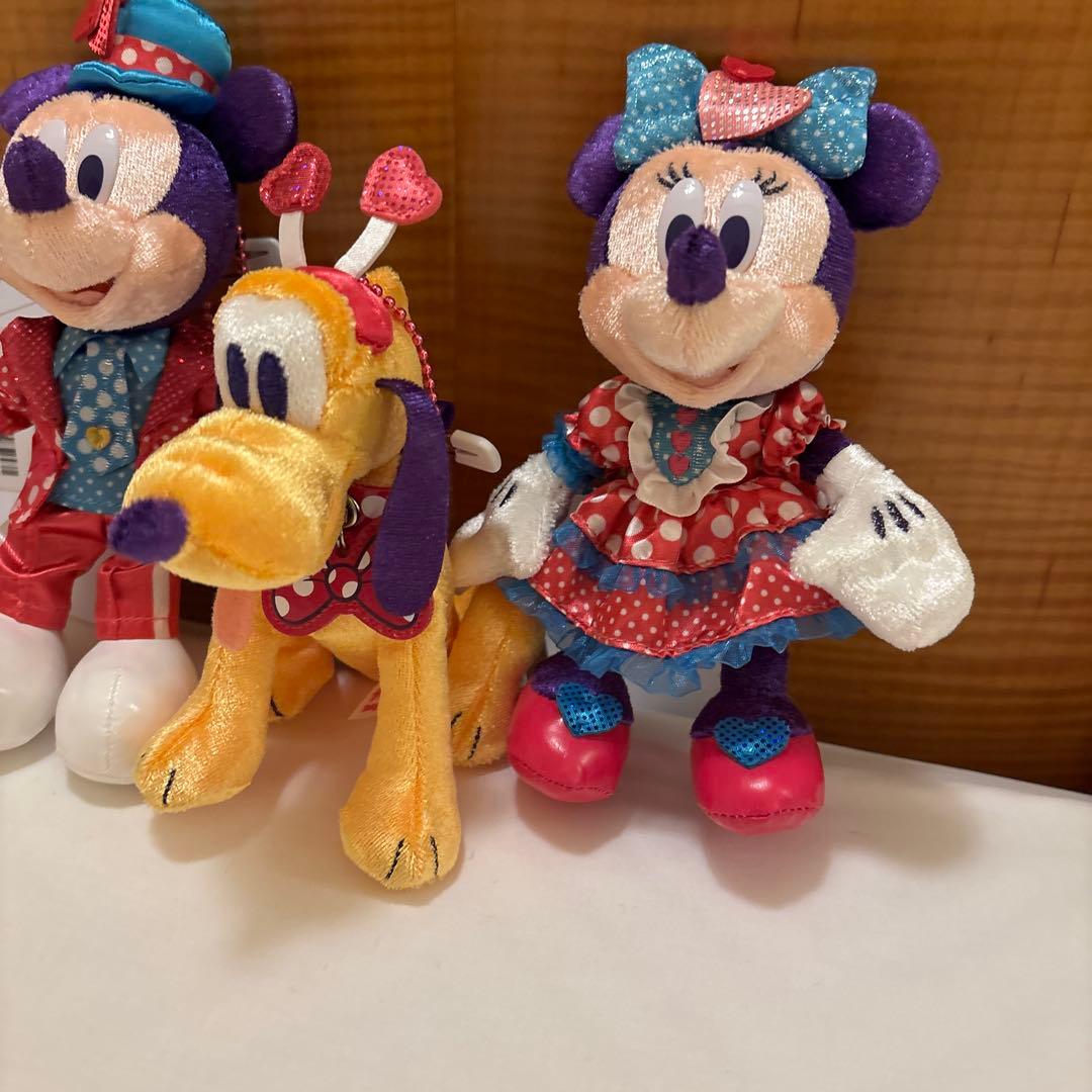 3体セット ミニパル ぬいぐるみバッジ ミッキー ミニー プルート　ディズニー