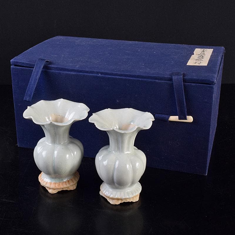 中国　宋代　青白磁　瓜型瓶　一對　M　R8819