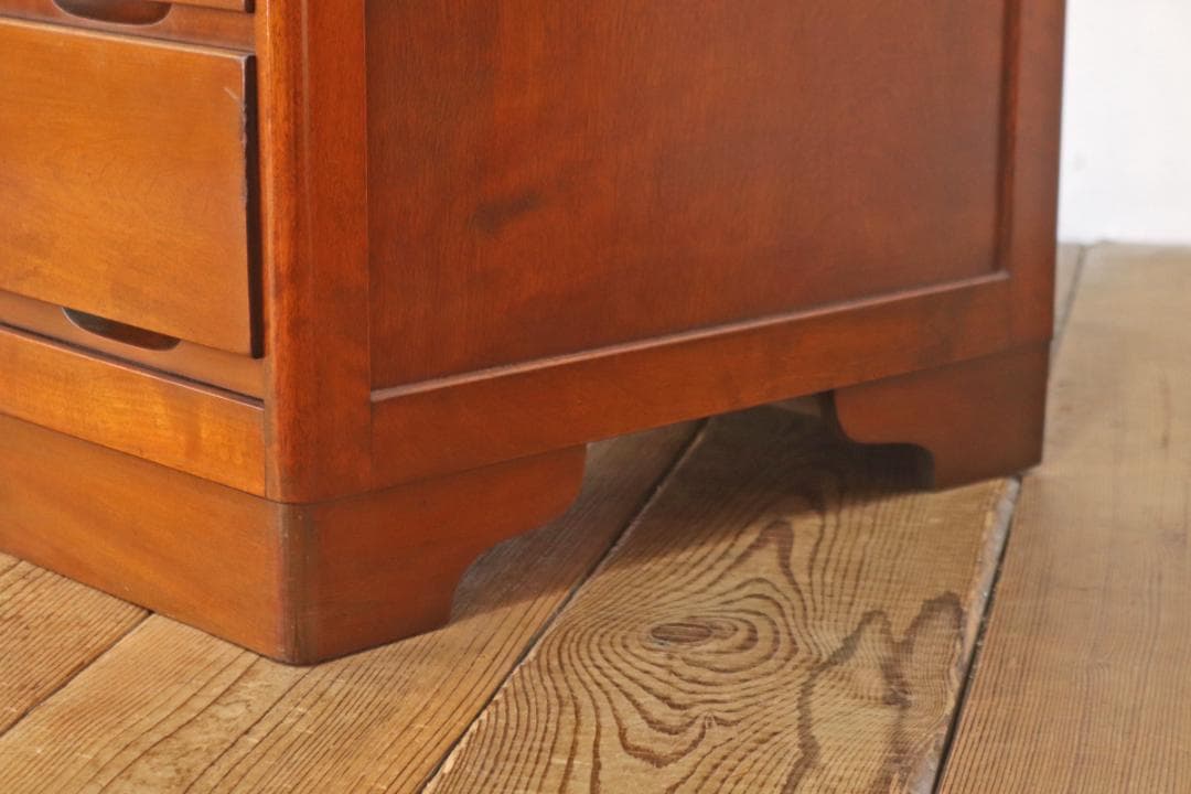 レトロ 片袖デスク 机 書斎 作業台 引き出し 抽斗 5杯 木製 古道具