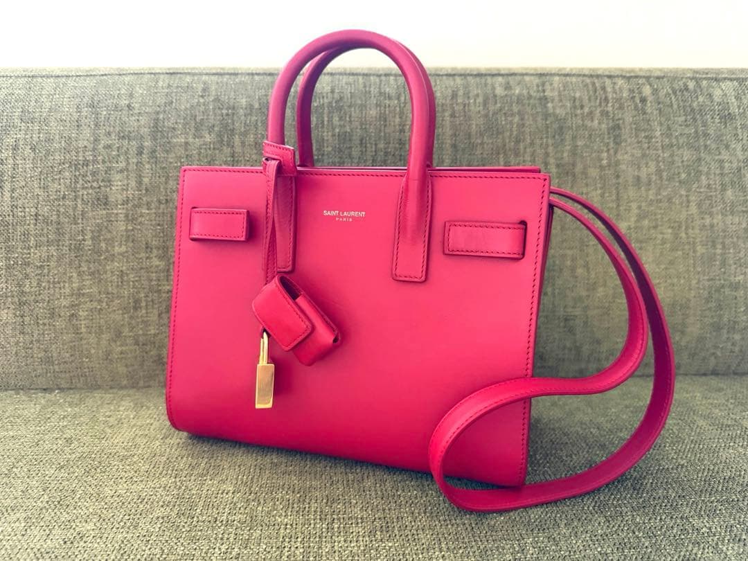 SAINT LAURENT 赤 レザー ハンドバッグ