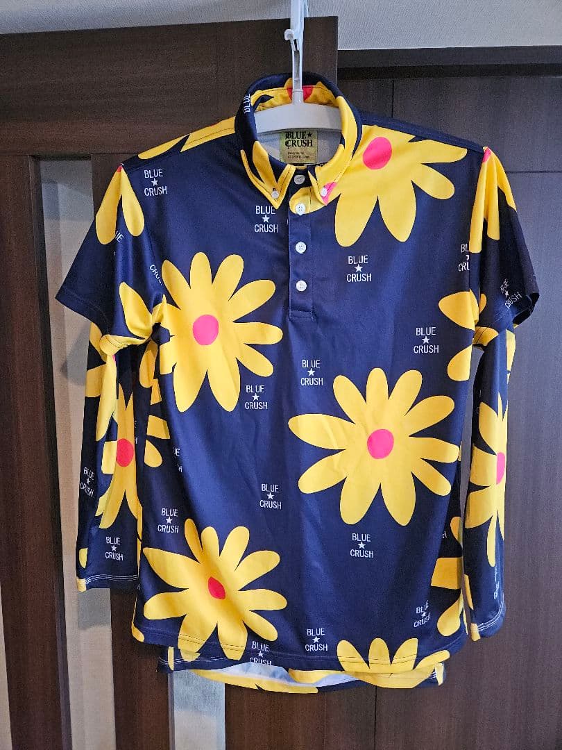 BLUE CRUSH 花柄ポロシャツ ネイビー/イエロー　２点セット