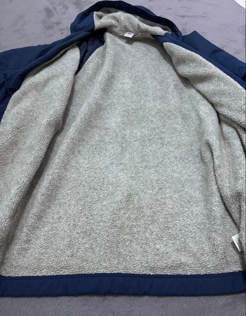 NIKE 90s ベンチコート　ロングコート　裏ボア　防寒　ネイビー　Lサイズ