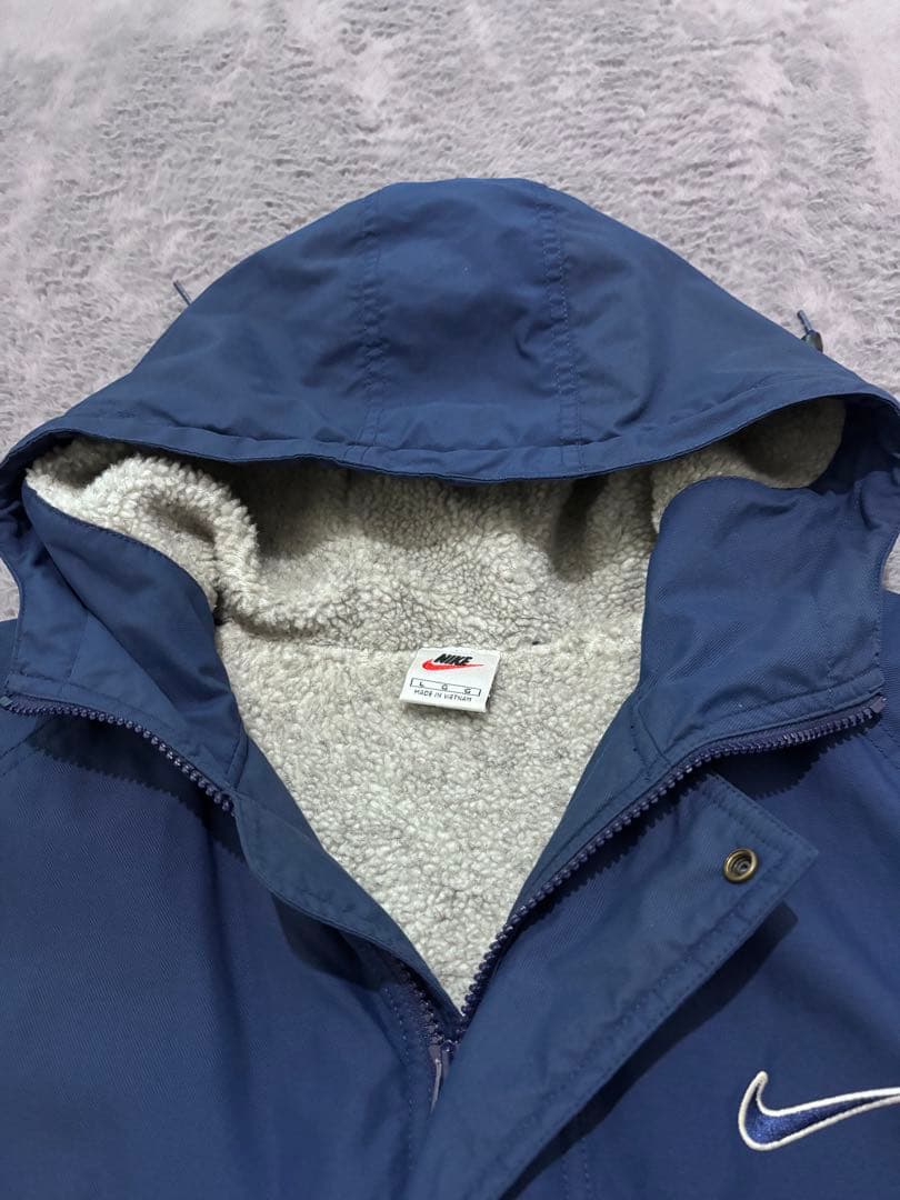 NIKE 90s ベンチコート　ロングコート　裏ボア　防寒　ネイビー　Lサイズ