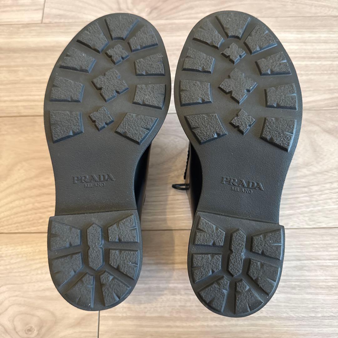 PRADA 23AW レディース 36 ダイアパソン レザーシューズ ブラック
