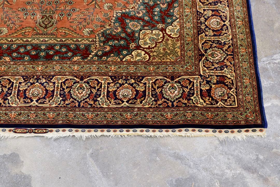 GMIK404○最高級 ペルシャ絨毯 ラグ カーペット シルク 手織り 中東