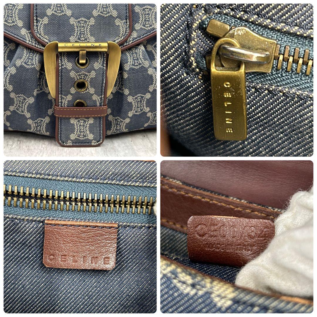 【極美品】 セリーヌ ワンショルダーバッグ パリマカダム デニム ロゴ金具