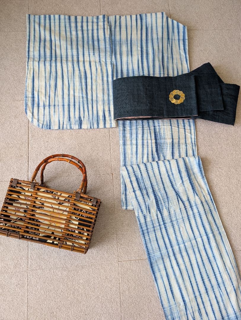 有松鳴海　手筋絞り浴衣　仕立て上がり　絞り工房　未使用