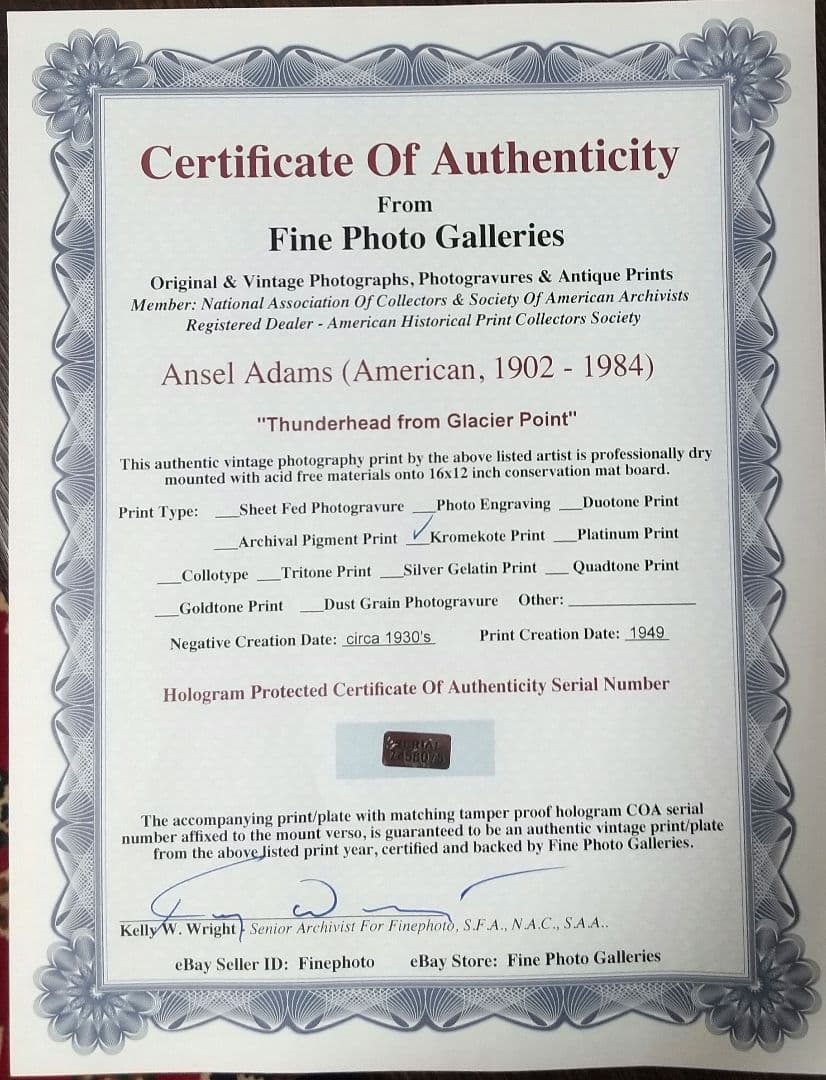 アンセルアダムス 1949 オリジナルフォト