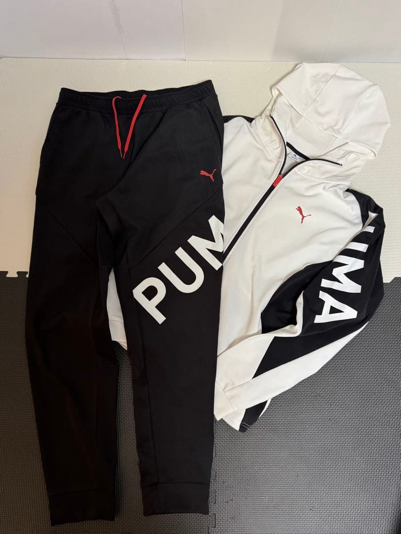 【美品】PUMA ジャージ上下セット ホワイト/ブラック　XL