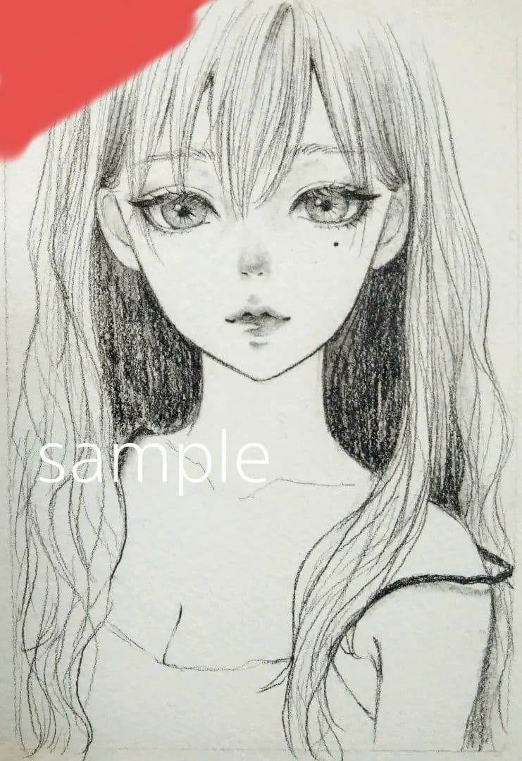 絵画　鉛筆画　肉筆原画　手描きイラスト　ドローイング　美人画