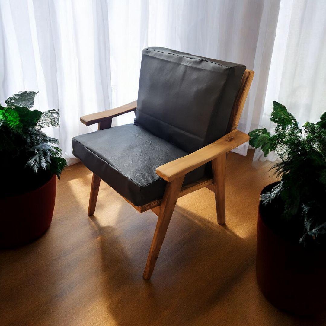 本革 スツールチェア 木製 無垢材｜ハンドメイド シンプル椅子