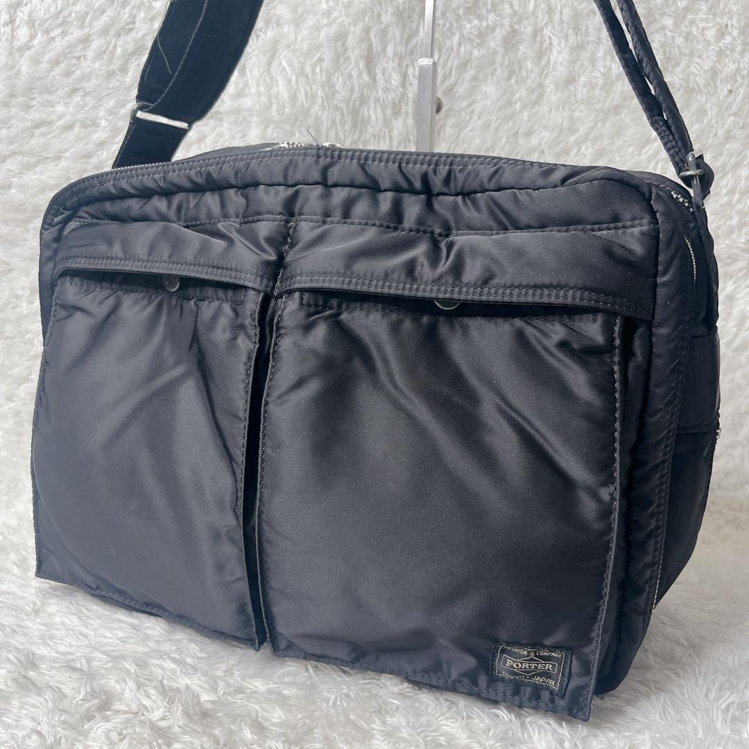 美品 ポーター タンカー XL 二層式 ショルダーバッグ ブラック 大容量 黒