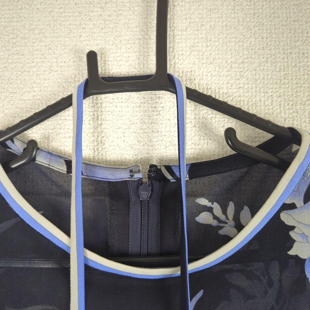 【美品】Leonard レオナール ワンピース 花柄 ブラック ブルー