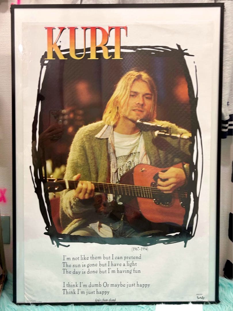 額付き NIRVANA カートコバーン MTV アンプラグド ポスター 90s