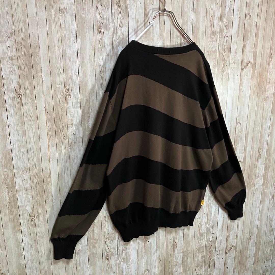 638 Dime ダイム　ウェーブストライプニットセーター　刺繍ロゴ　L