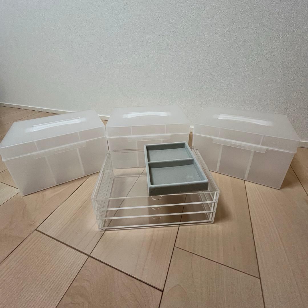 無印良品　重なるアクリルケース横型3段　ベロアケース 薬箱・救急箱大