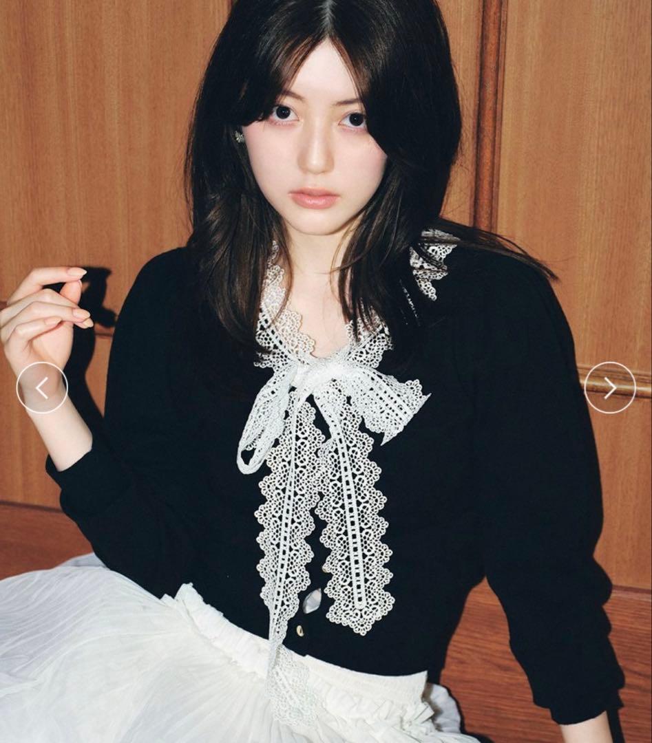 SNIDEL　【USAGI ONLINE限定】レースボウタイカーディガン