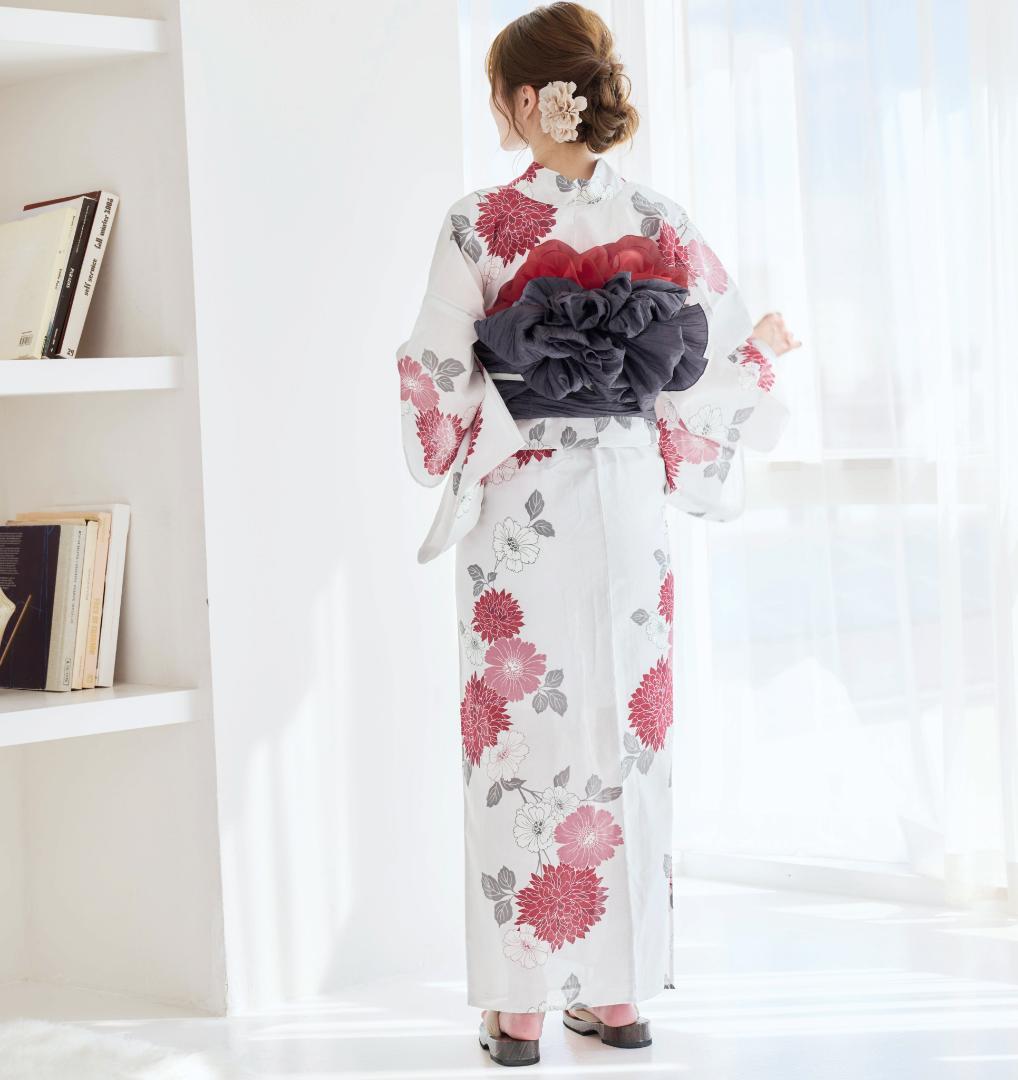 【浴衣のみ】新品 浴衣 兵児帯 黒 赤　Y5-16