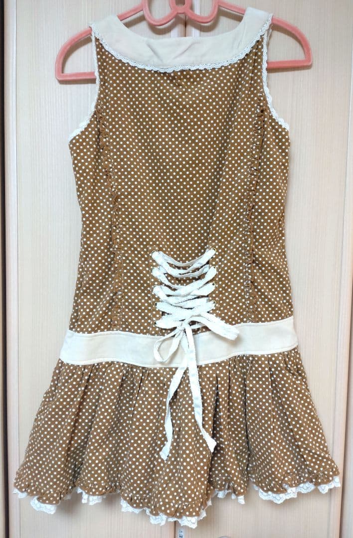 LIZ LISA ドットジャンパースカート キャメル