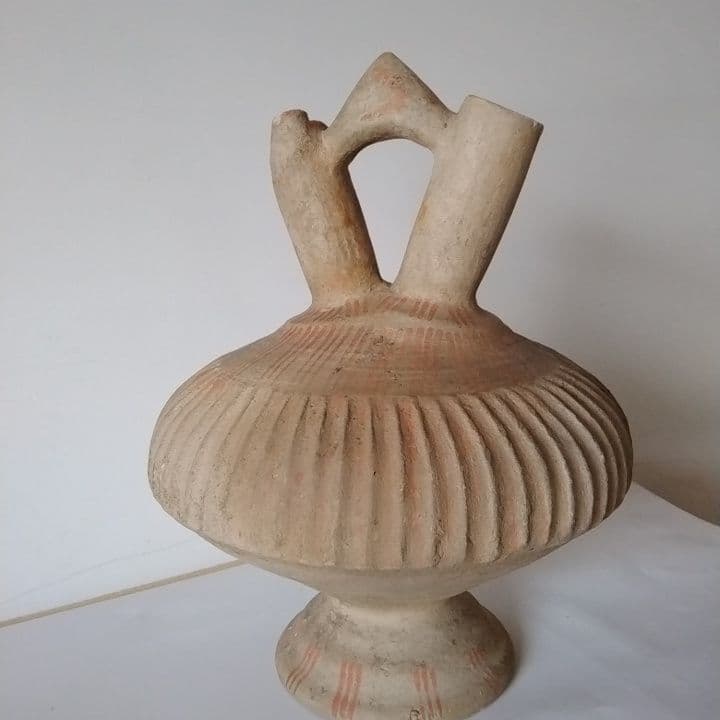 彩色陶器　テラコッタ 二口水差し　アンティーク