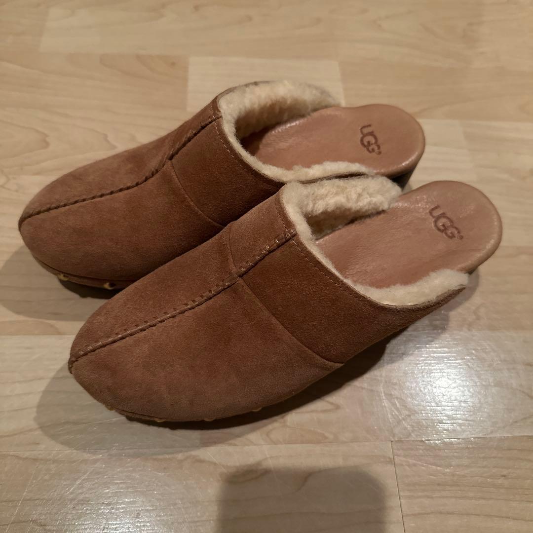 値下げ⭐︎UGG⭐︎アグ⭐︎ブラウンファー⭐︎クロッグサンダル　サボ/ヒール/24cm