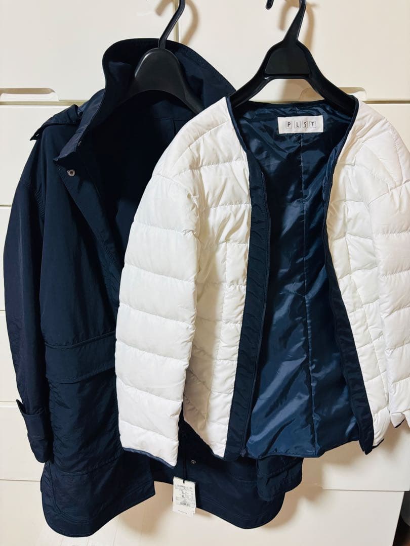 【新品タグ付】PLST プラステ　ファー付　モッズコート Mサイズ　紺色