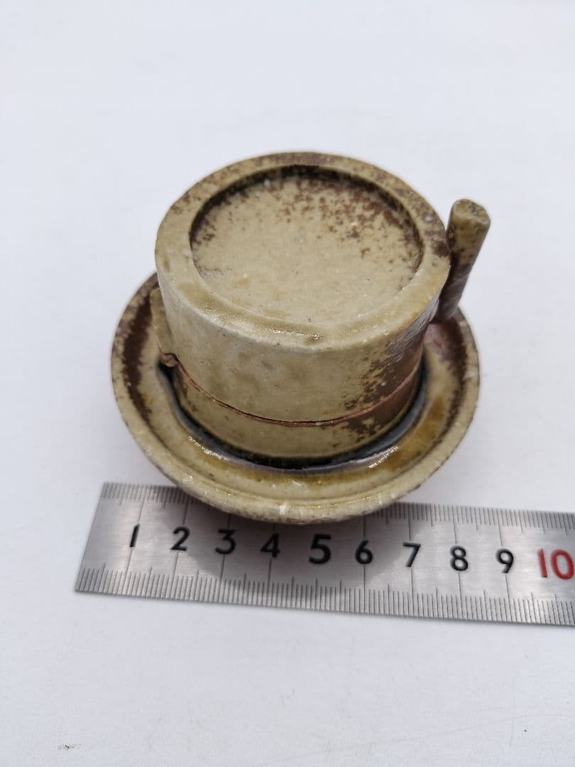 c638 香合 信楽 碾臼 高橋楽斎 木箱 茶道具 古物