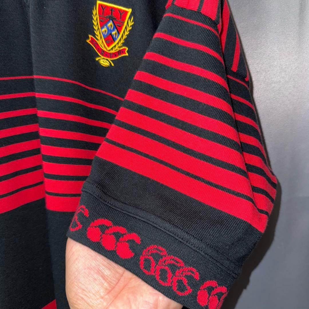 90s ニュージー製 カンタベリー CRFU 半袖 ラガーシャツ ボーダー 刺繍