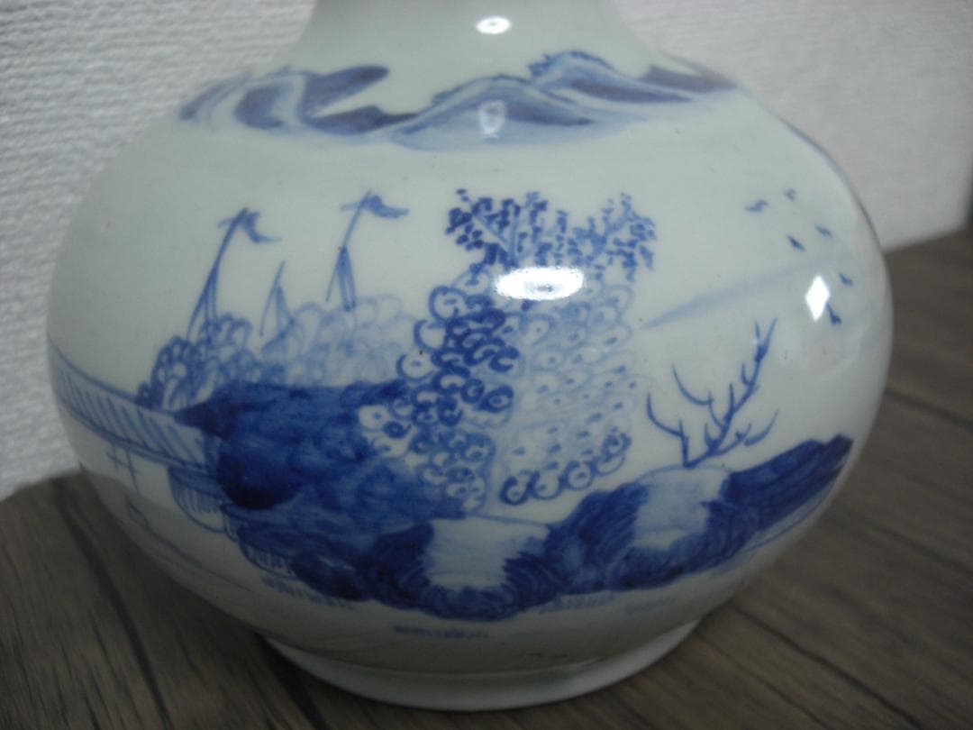 ◆中国古美術　錦堂發記　染付　花入れ　壺◆約20センチ◆