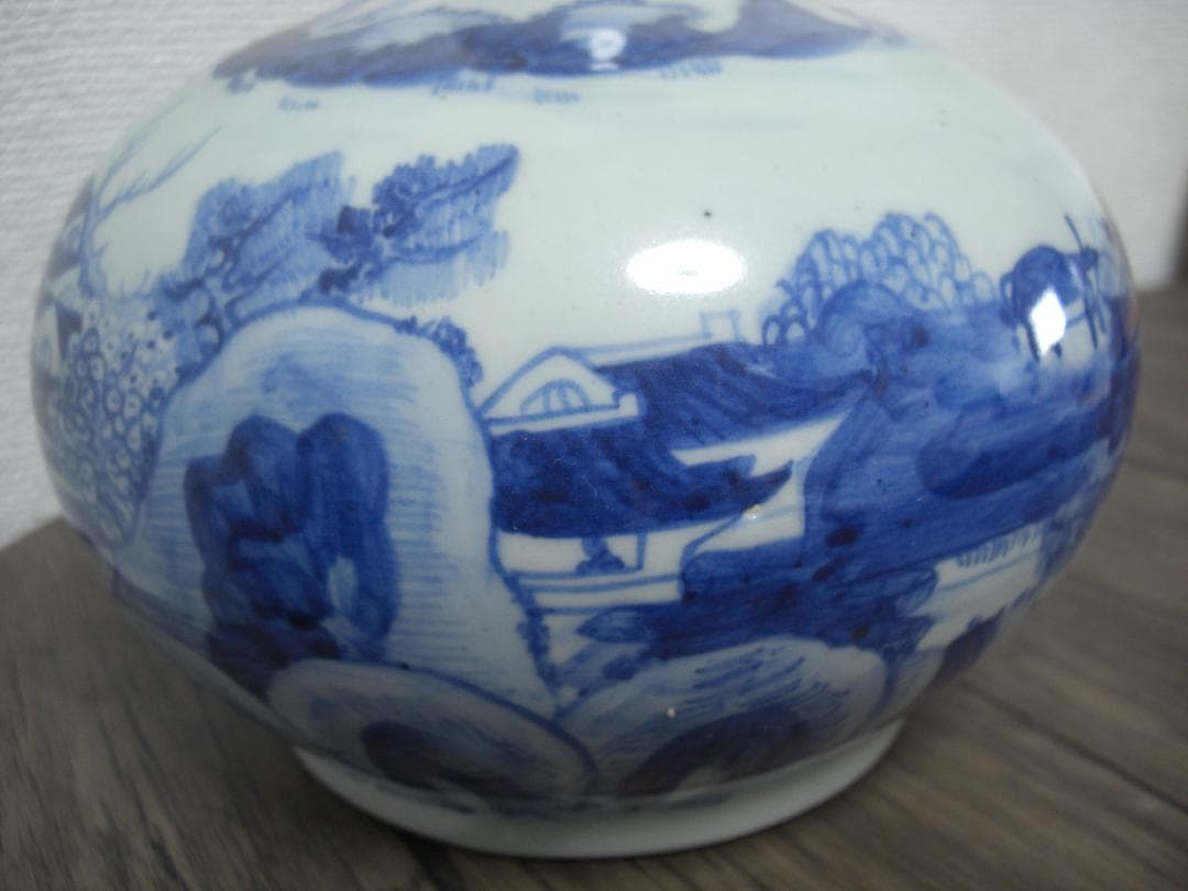 ◆中国古美術　錦堂發記　染付　花入れ　壺◆約20センチ◆