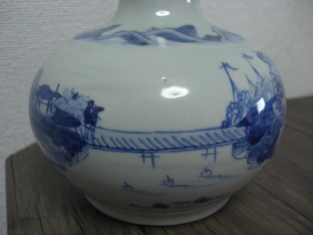 ◆中国古美術　錦堂發記　染付　花入れ　壺◆約20センチ◆