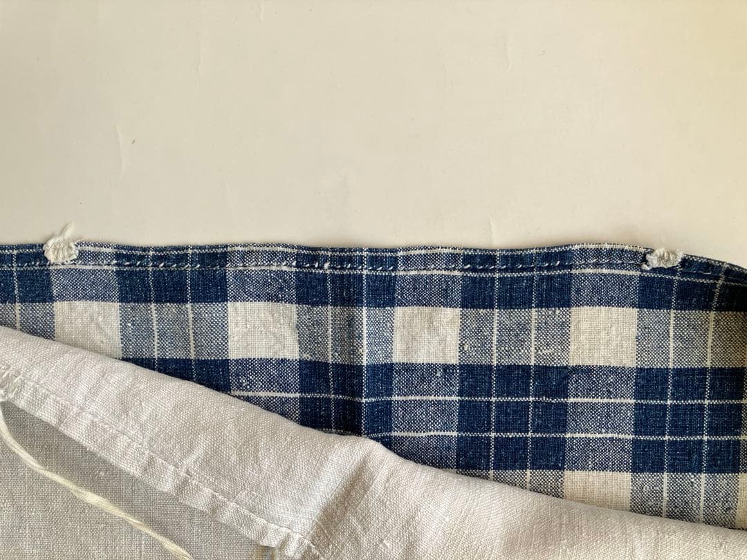 19世紀 フランス　アルザス　ケルシュ　リネン　インディゴ　クロス