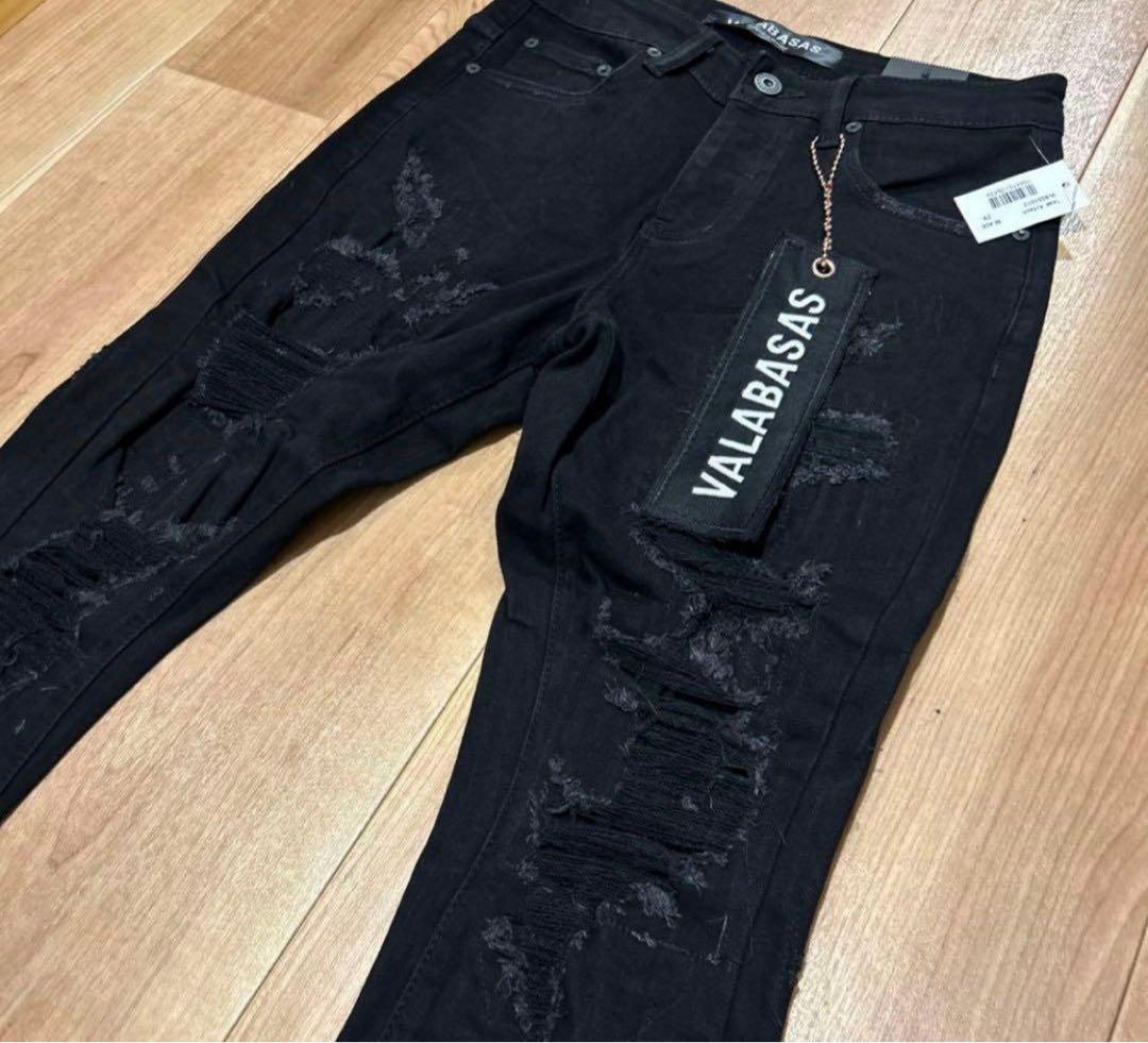 valabasasクラッシュスキニーフレアデニム 30