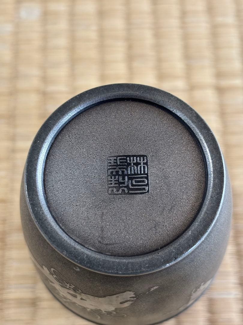 煎茶道具　錫製　林亭瑞製　茶入　茶心壺　細かい装飾　286g 幅7×高10㎝