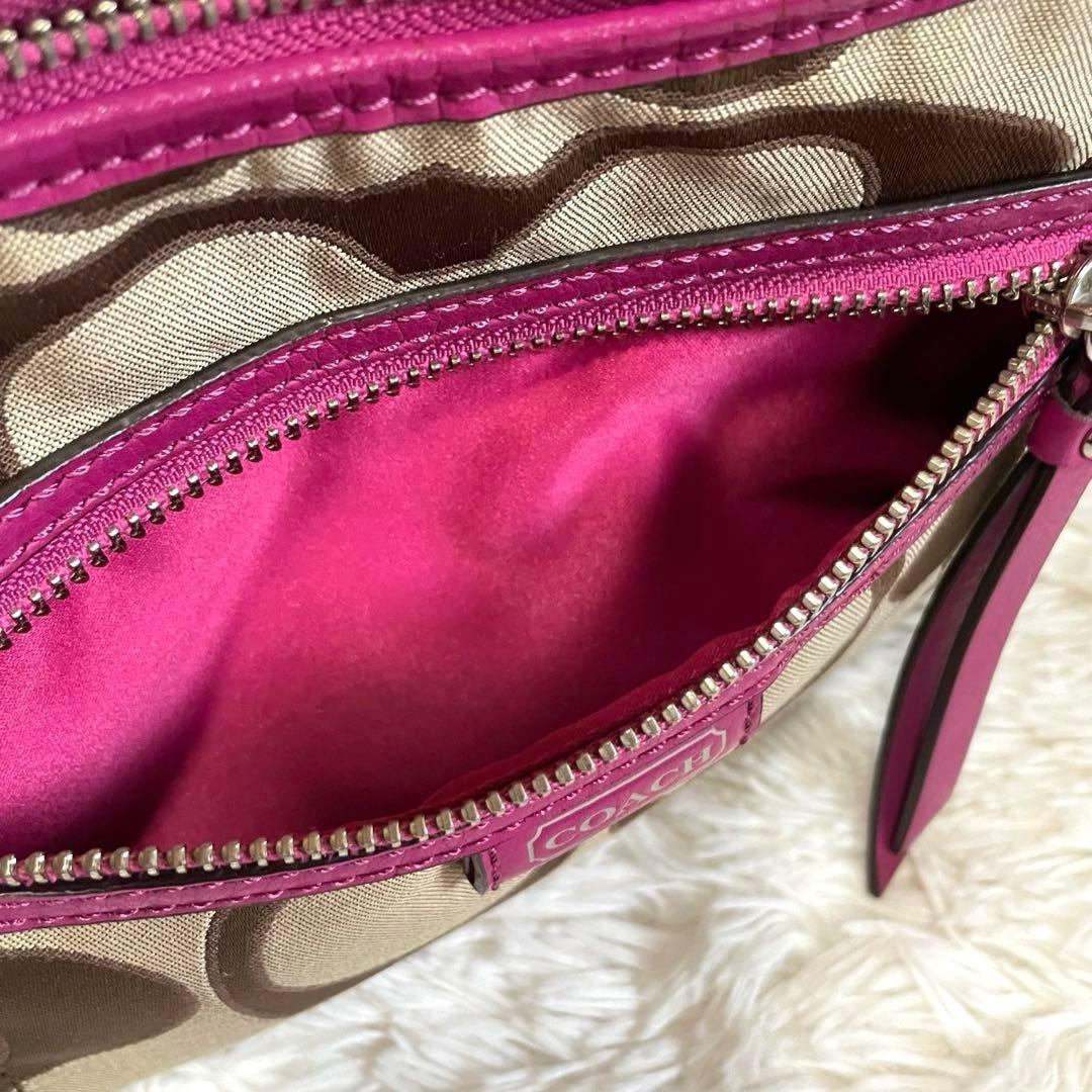 未使用級✨コーチ ワンショルダー バッグ シグネチャー ベージュ×ピンク